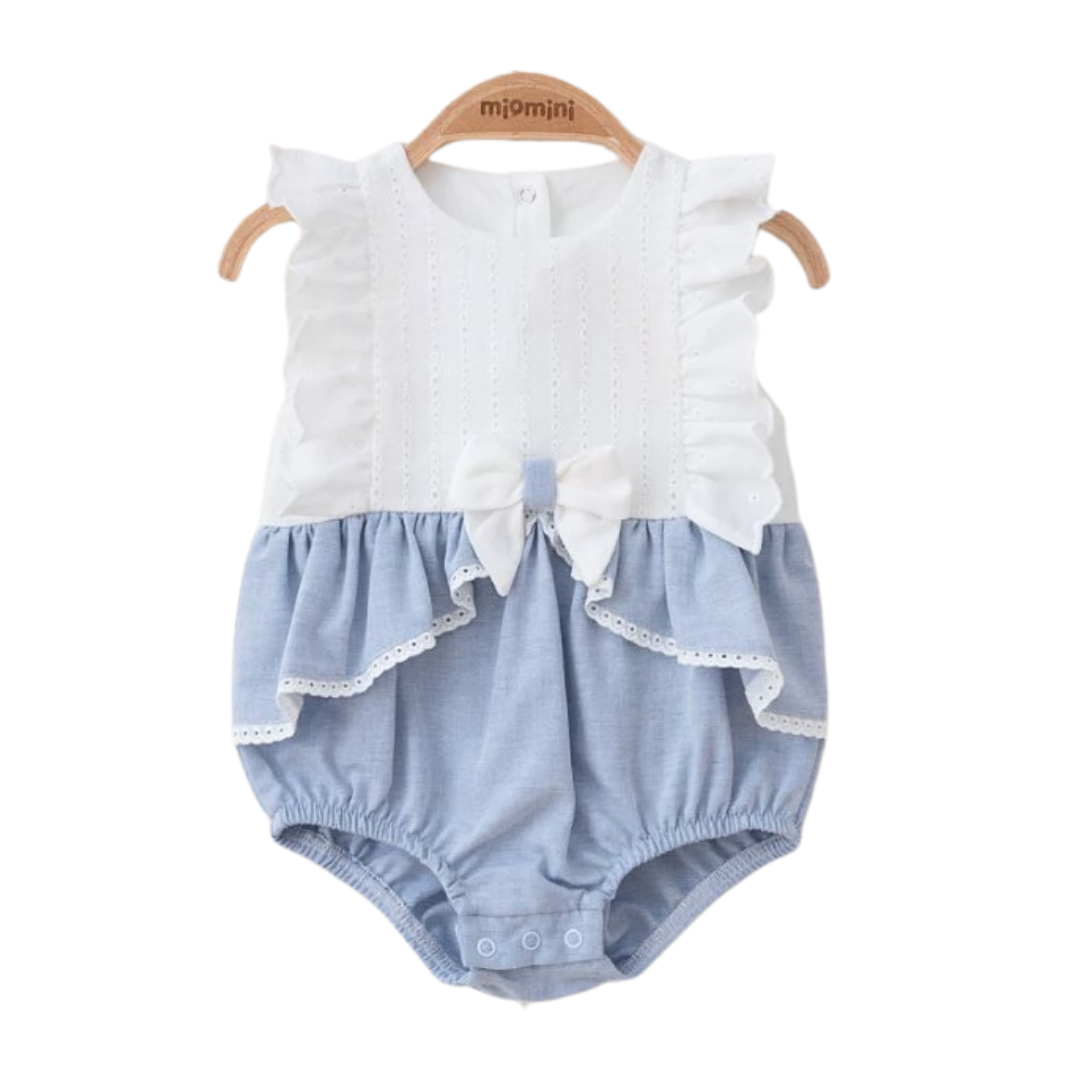 Pelele de verano niña celeste-blanco