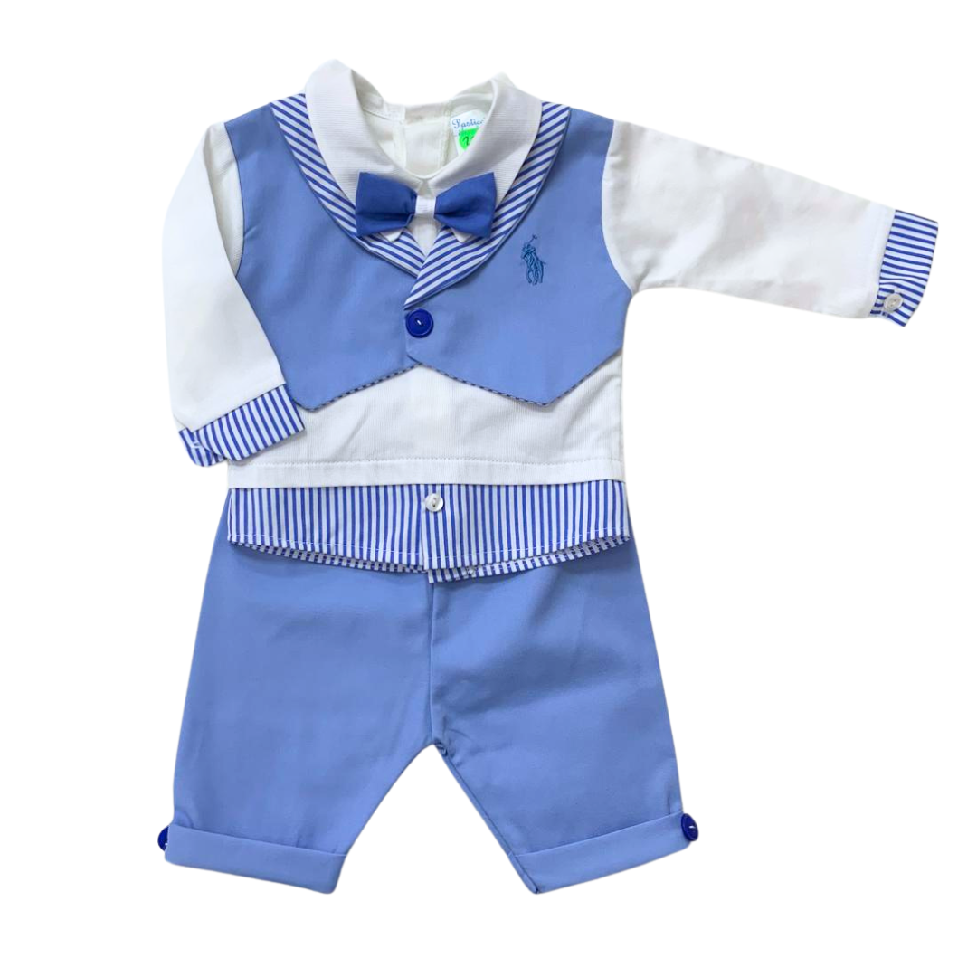 Pasticcino clinico 2pz cotone stile polo azzurro Bimbo