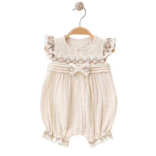 Barboteuse en coton beige