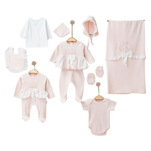 Conjunto de canastilla de algodón para niña.
