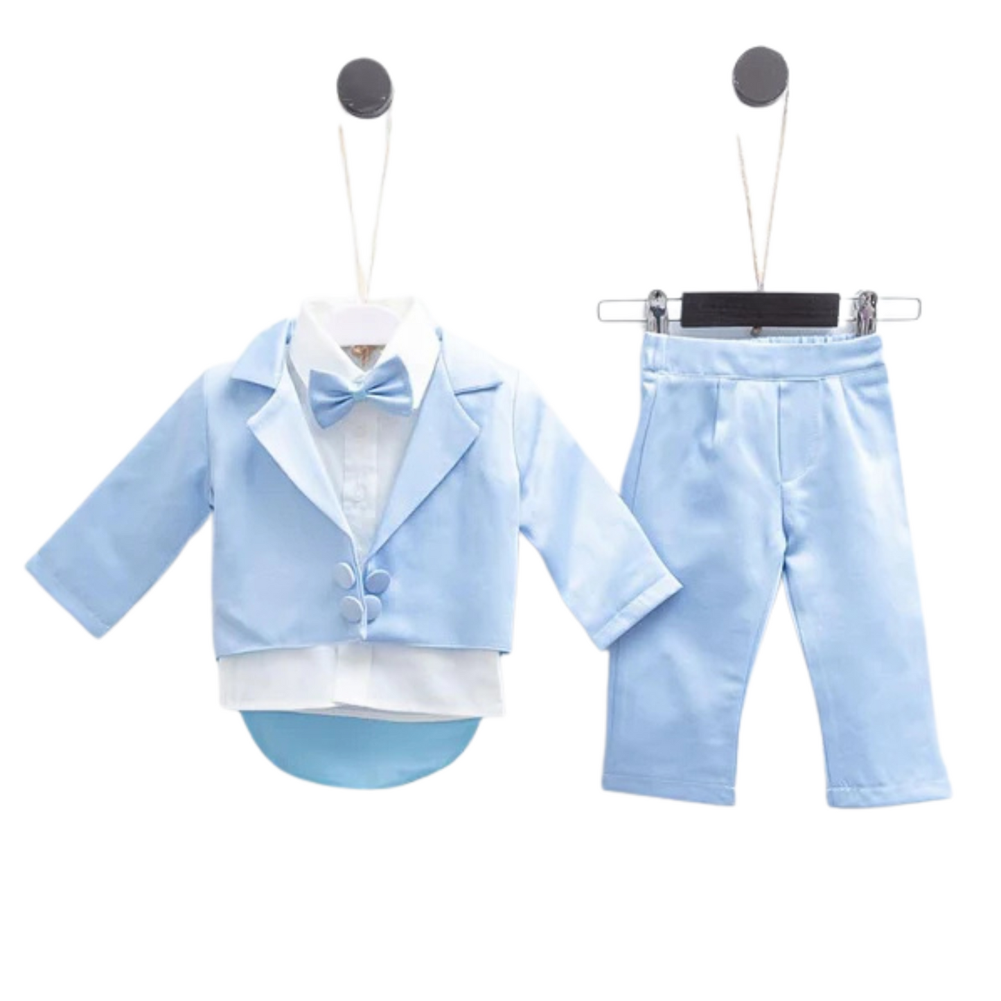 Set maschietto elegente cotone Azzurro 3pz