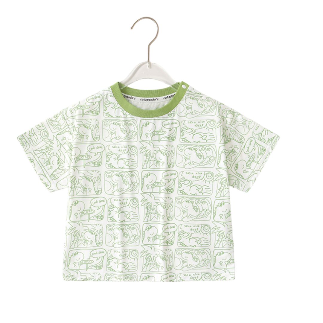 T-shirt Bimbo "Dino Sketch" con Stampa Fumetto