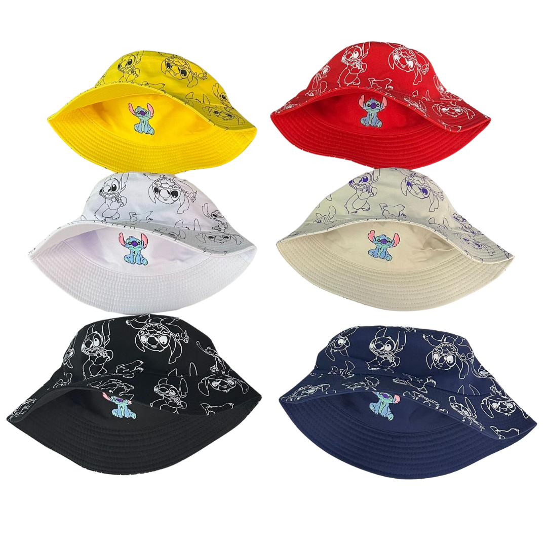 Cappellino Bucket Bambino/a Stampa Stitch Disney Vari Colori