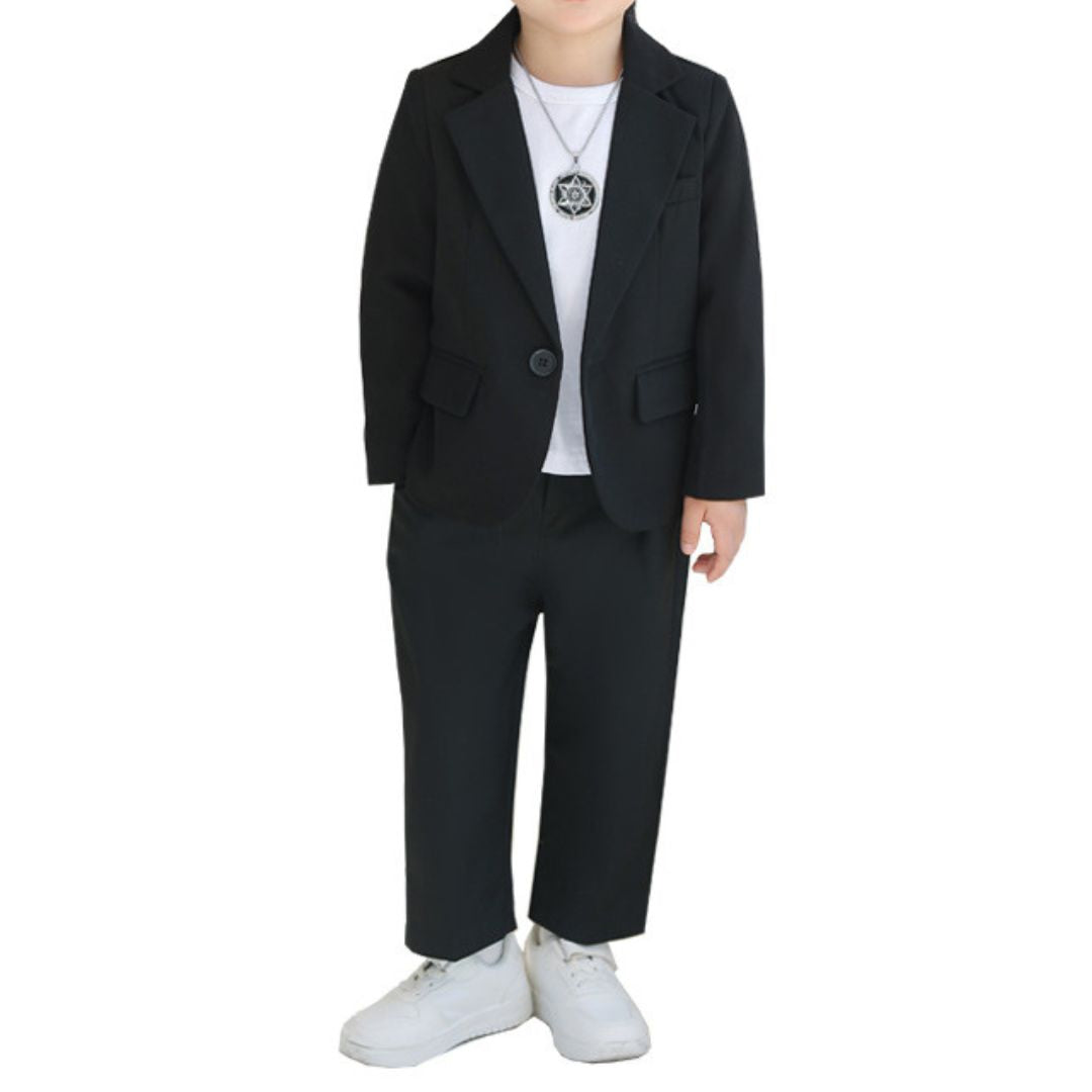 Completo Elegante Bambino 3 Pezzi Giacca, Pantalone e T-shirt