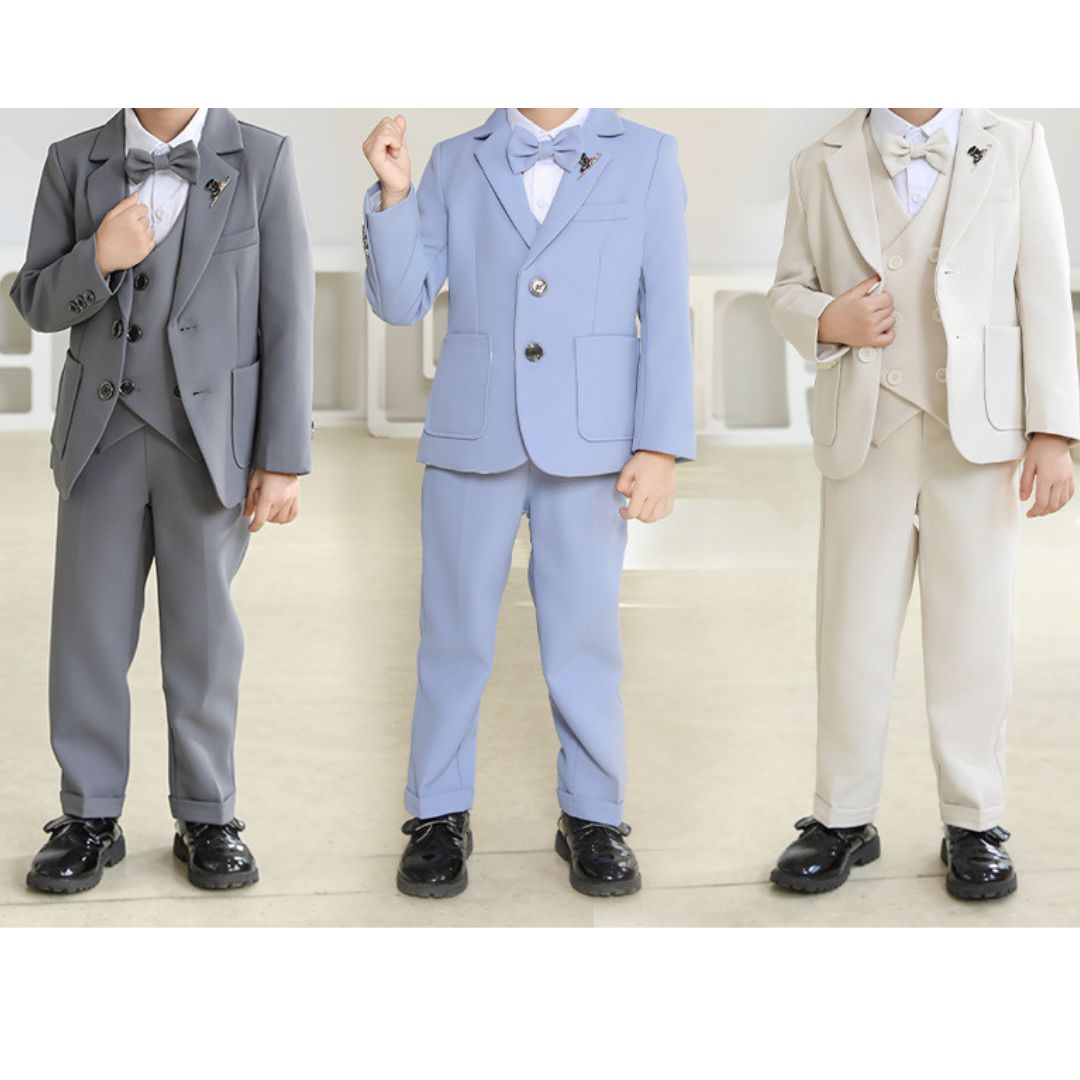 Completo Cerimonia Bambino 3 Pezzi Giacca, Gilet, Pantalone e Camicia