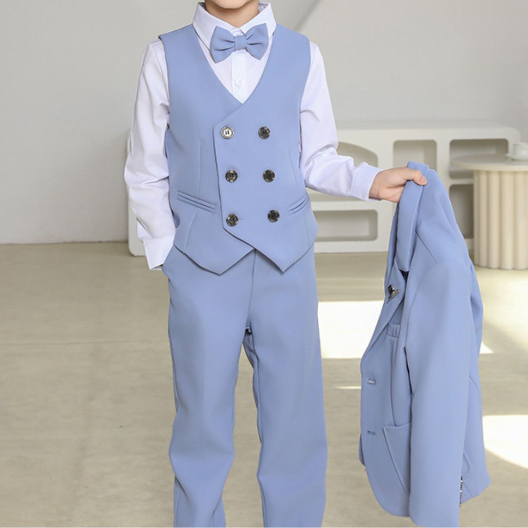 Completo Cerimonia Bambino 3 Pezzi Giacca, Gilet, Pantalone e Camicia