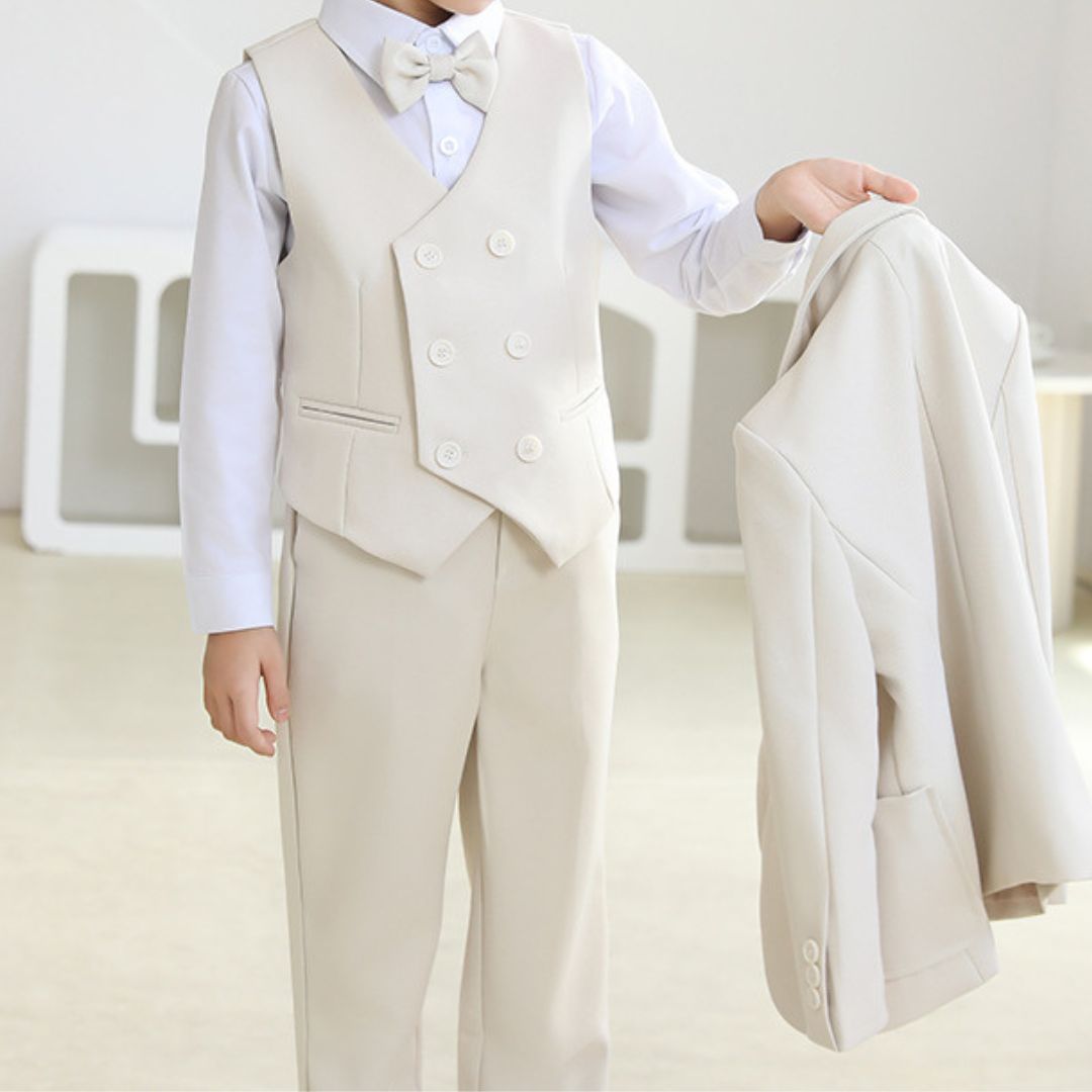 Completo Cerimonia Bambino 3 Pezzi Giacca, Gilet, Pantalone e Camicia