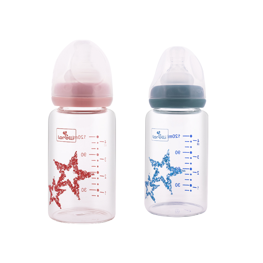 Lorelli Biberón de cristal 120ml Rosa/Azul claro