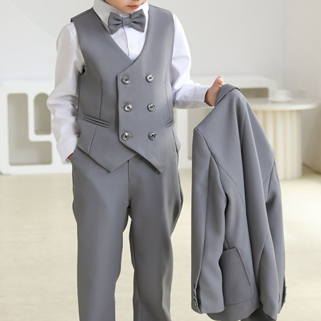 Completo Cerimonia Bambino 3 Pezzi Giacca, Gilet, Pantalone e Camicia