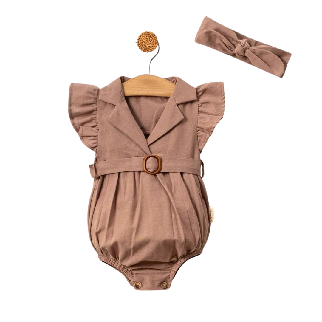 Ensemble bandeau et barboteuse bébé fille