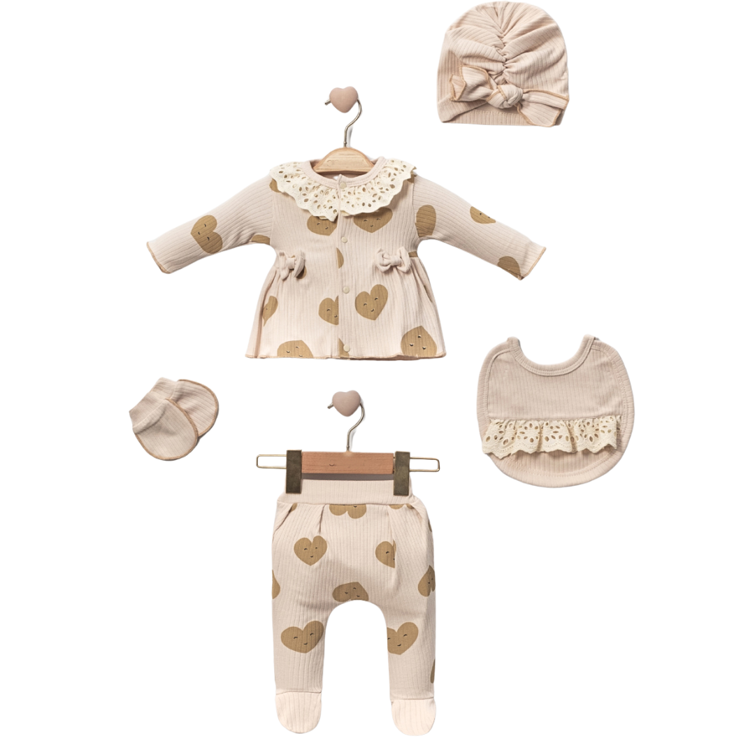 Set Primer Nacimiento 0-3 meses Invierno Bebé niña Corazones