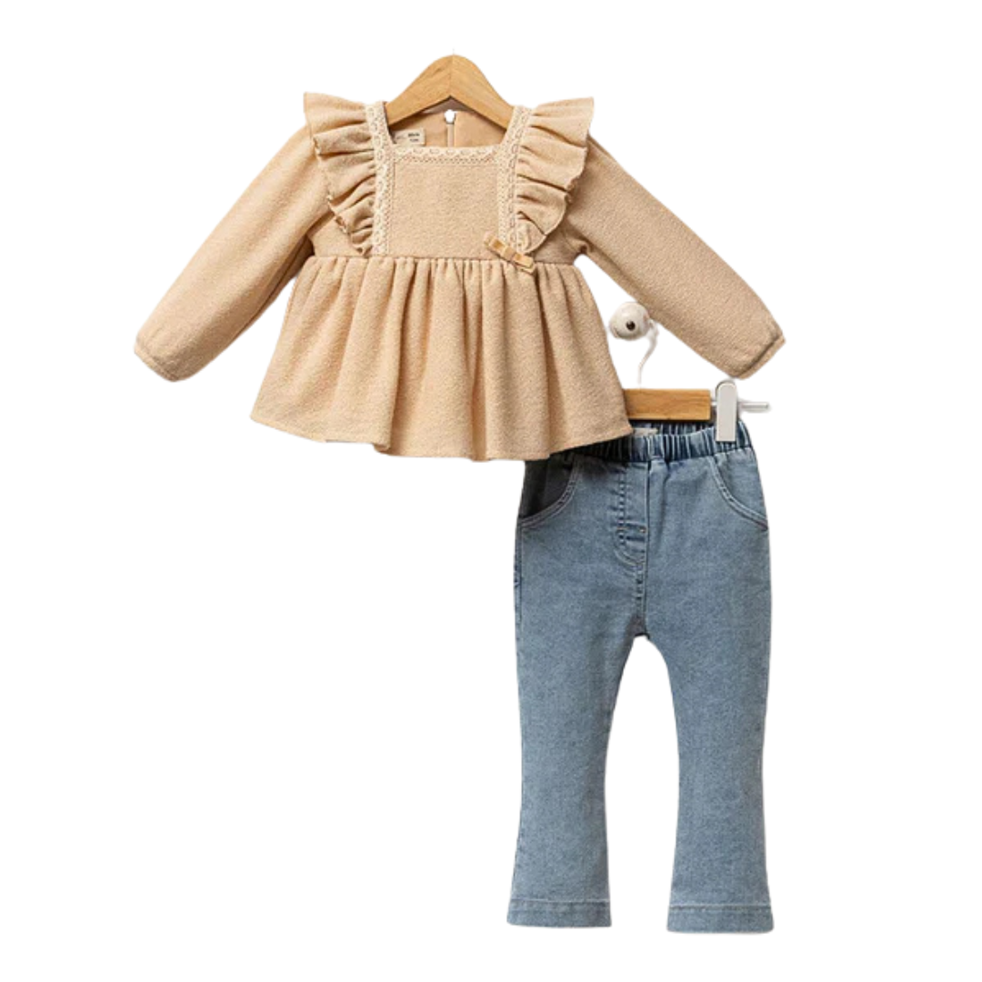 Conjunto 2 Niña Jeans + Camisa Invierno