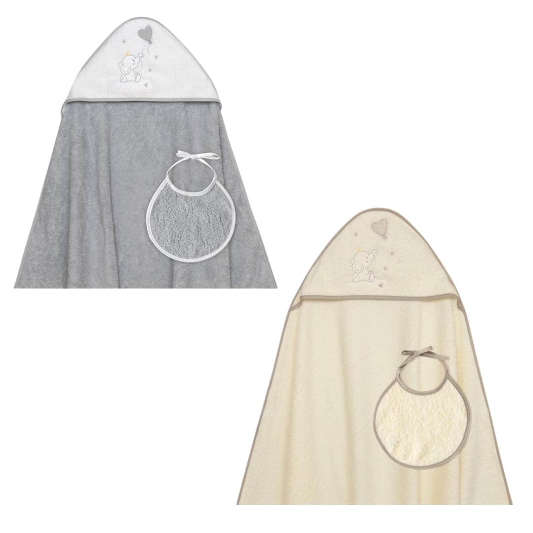 Set accappatoio e bavetta elefantino interbaby