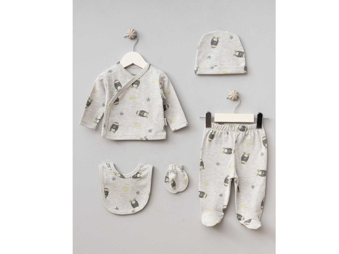 Set Neonato 5 Pezzi in Cotone Morbido Fantasia razzi