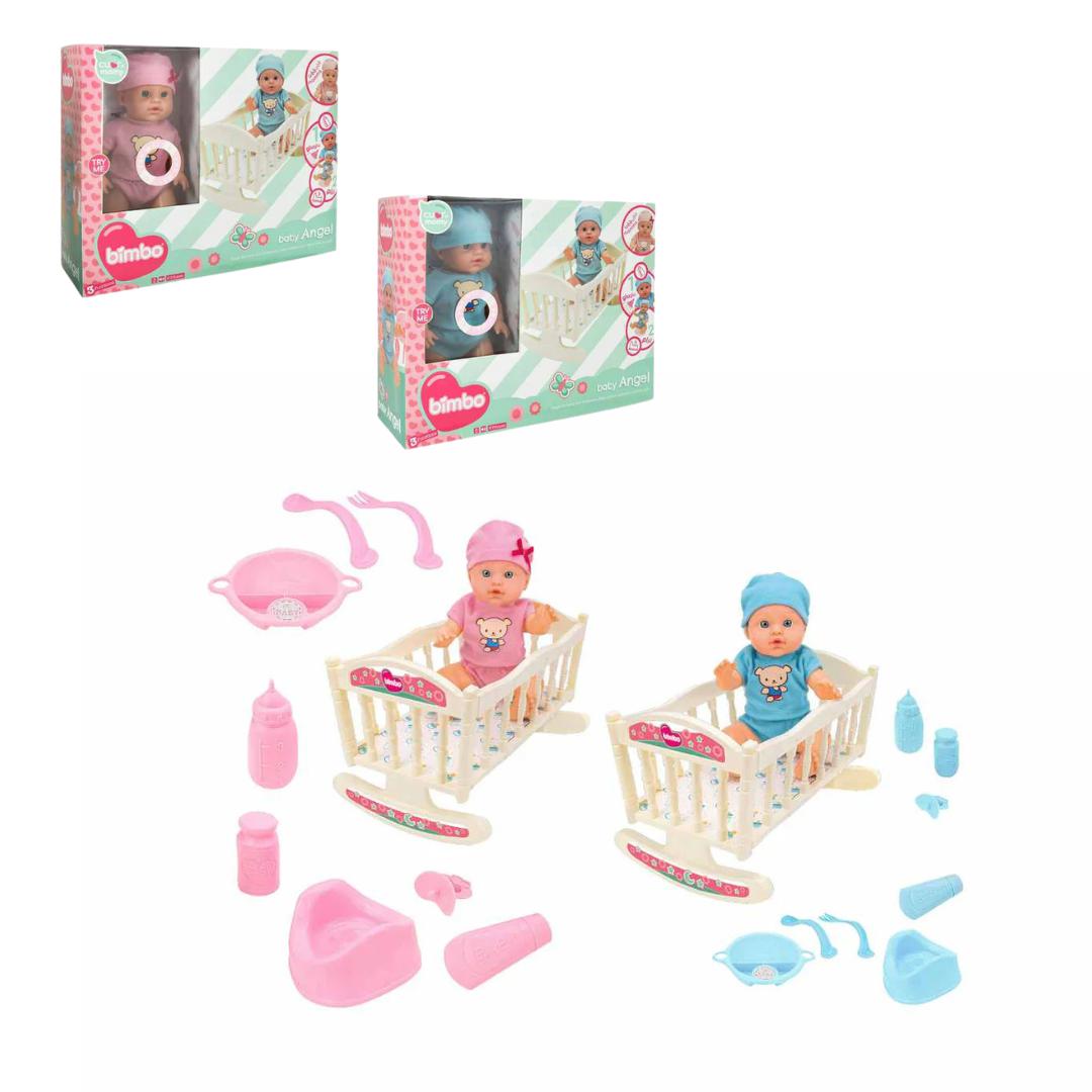 Bebé angelito cuna y muñeco con sonidos