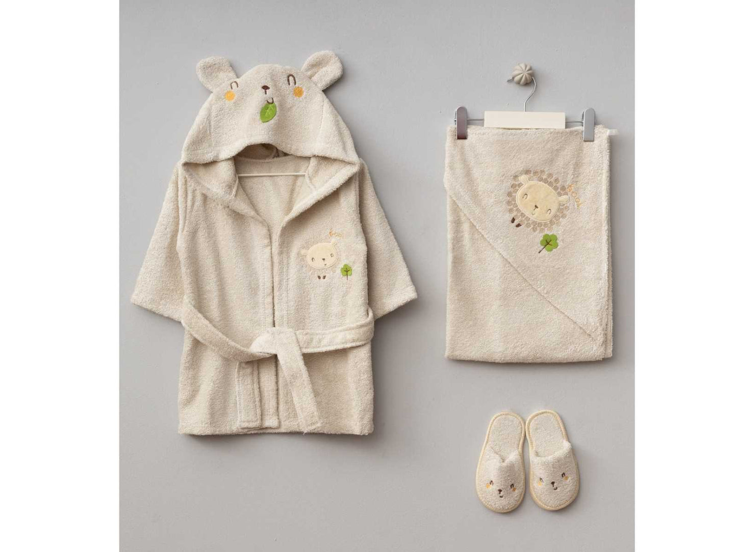 Set Accappatoio, Accappatoio con angoli e Pantofole per Bambini