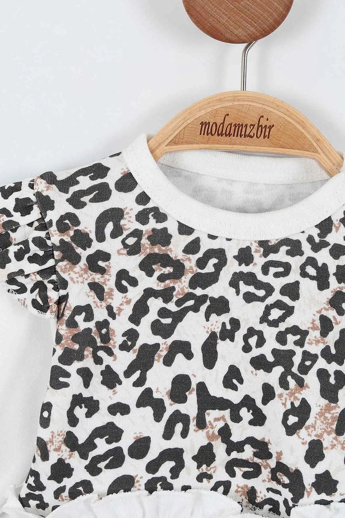 Set 5 Neonata/ Bimba pezzi leopardato bianco 0-3 mesi in cotone