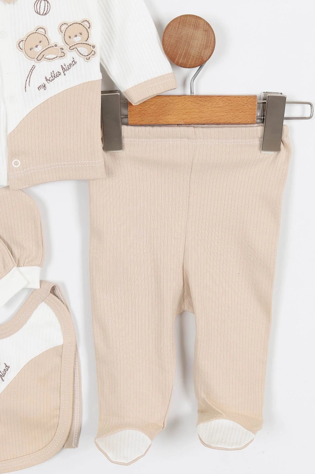 Set Nascita Neonato/ Bimbo 5 Pezzi – Orsetti con Papillon in Cotone