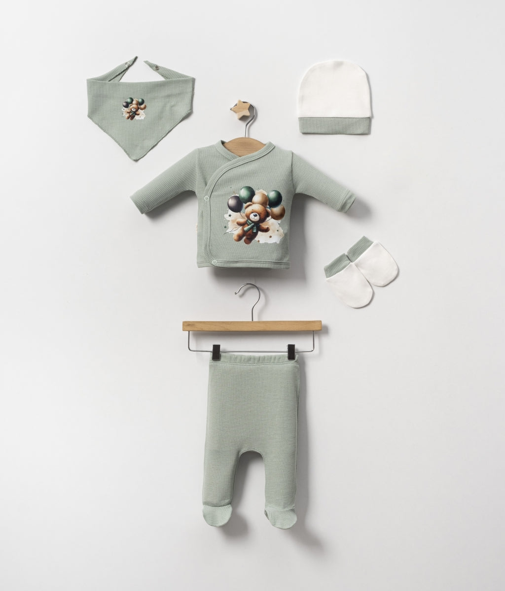 Set Nascita 5 Pezzi in Cotone – Stile Naturale e Raffinato Bimbo/ Bimba