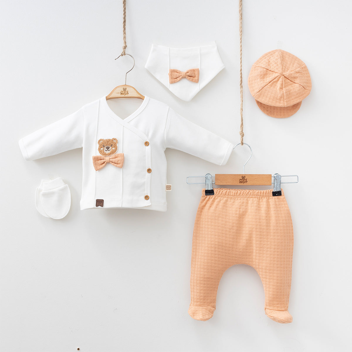 Set Neonato/ Bimbo Caldo Cotone 0-3 mesi orsetto 100% Cotone Arancione