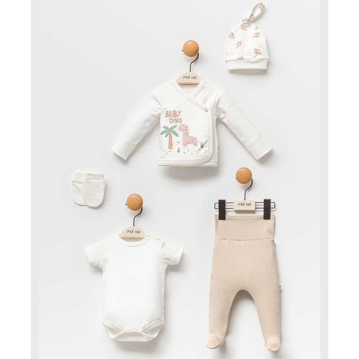Set Neonato/ Bimbo 5 Pezzi "Baby DinoSet Neonato 5 Pezzi "Baby Dino"