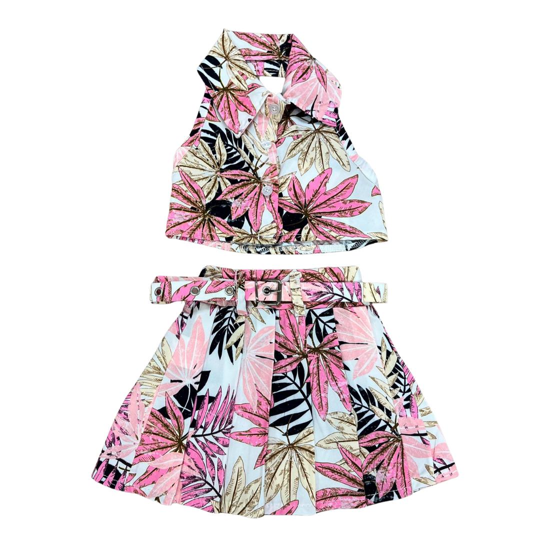 Set Estivo Bambina con Top e Gonna a Fantasia Floreale