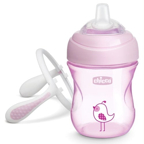 Borraccia Chicco in silicone rosa con manici