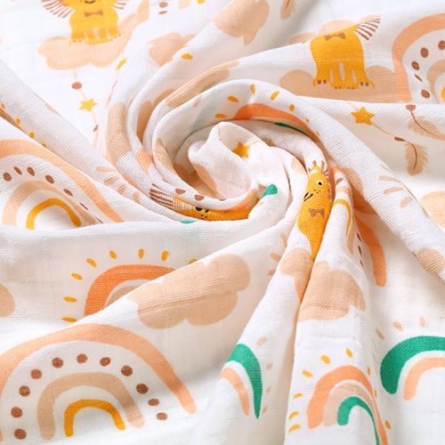 Set 3 Teli in Mussola BabyOno – 100% Cotone, Fantasie Safari e Arcobaleno
