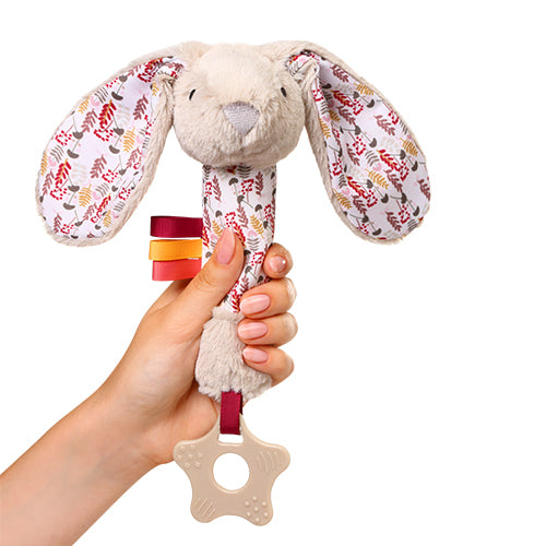Sonaglio Peluche Coniglio con Massaggiagengive – Gioco Sensoriale per Neonati