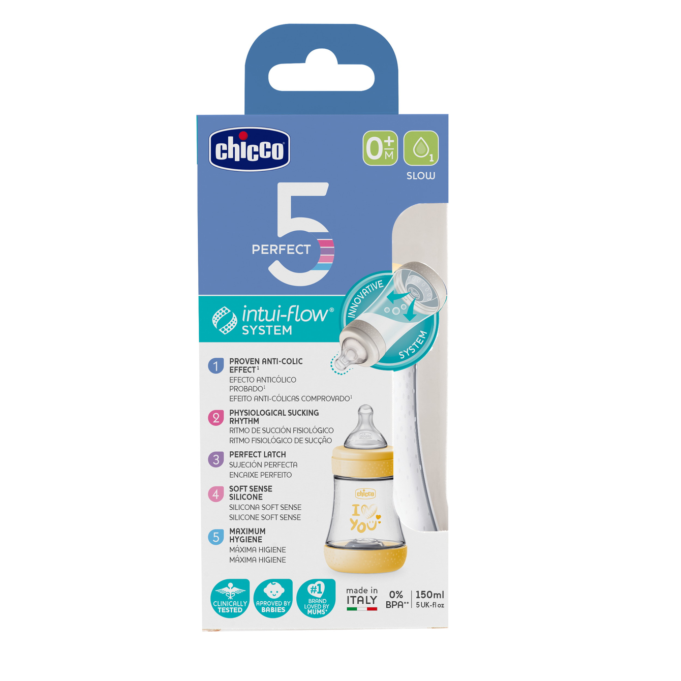 Perfect 5 Biberon 150 ml Rosa - Flusso lento
