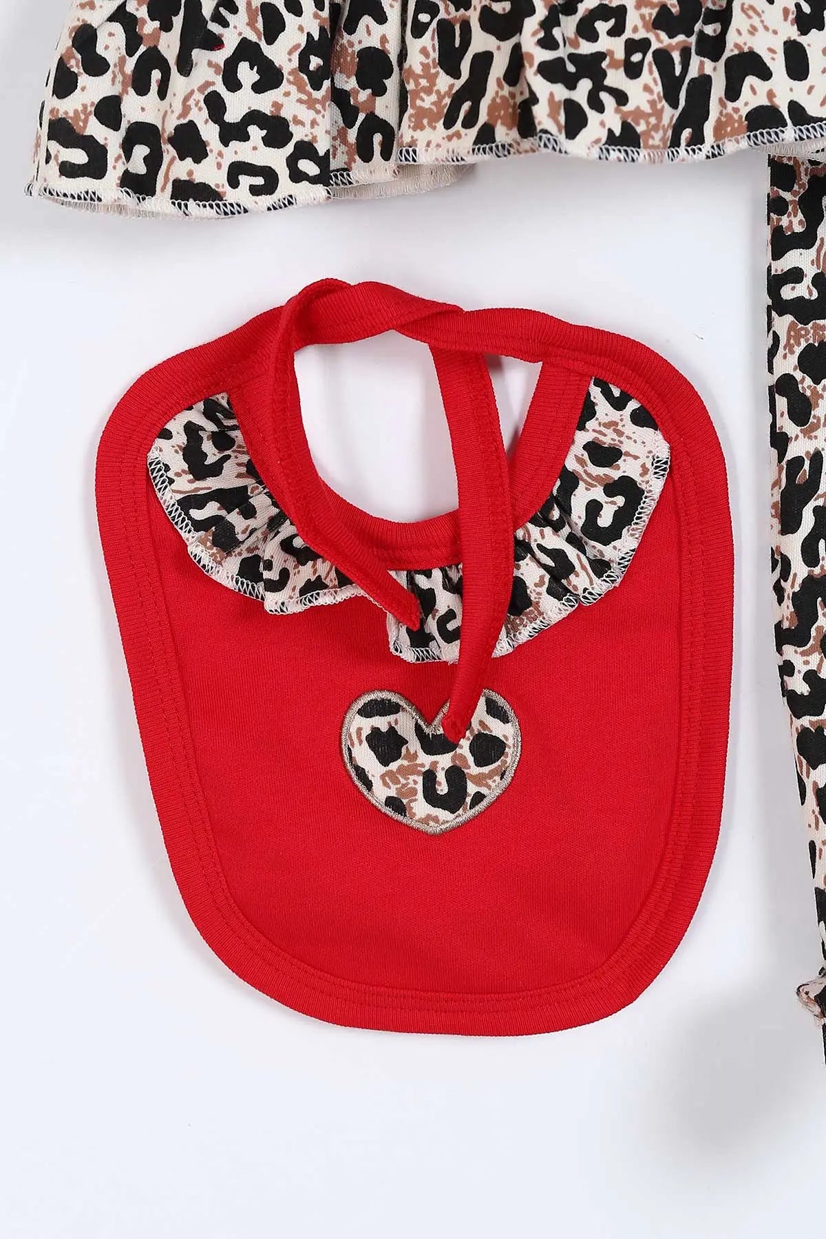 Set Neonata/ Bimba 5 pezzi "Wild Chic" Leopardato Rosso in Cotone