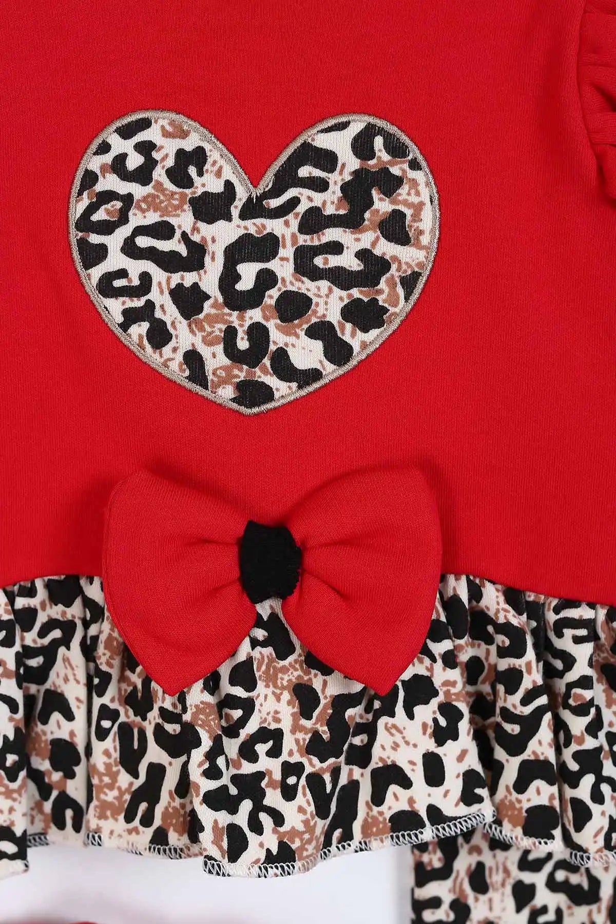 Set Neonata/ Bimba 5 pezzi "Wild Chic" Leopardato Rosso in Cotone