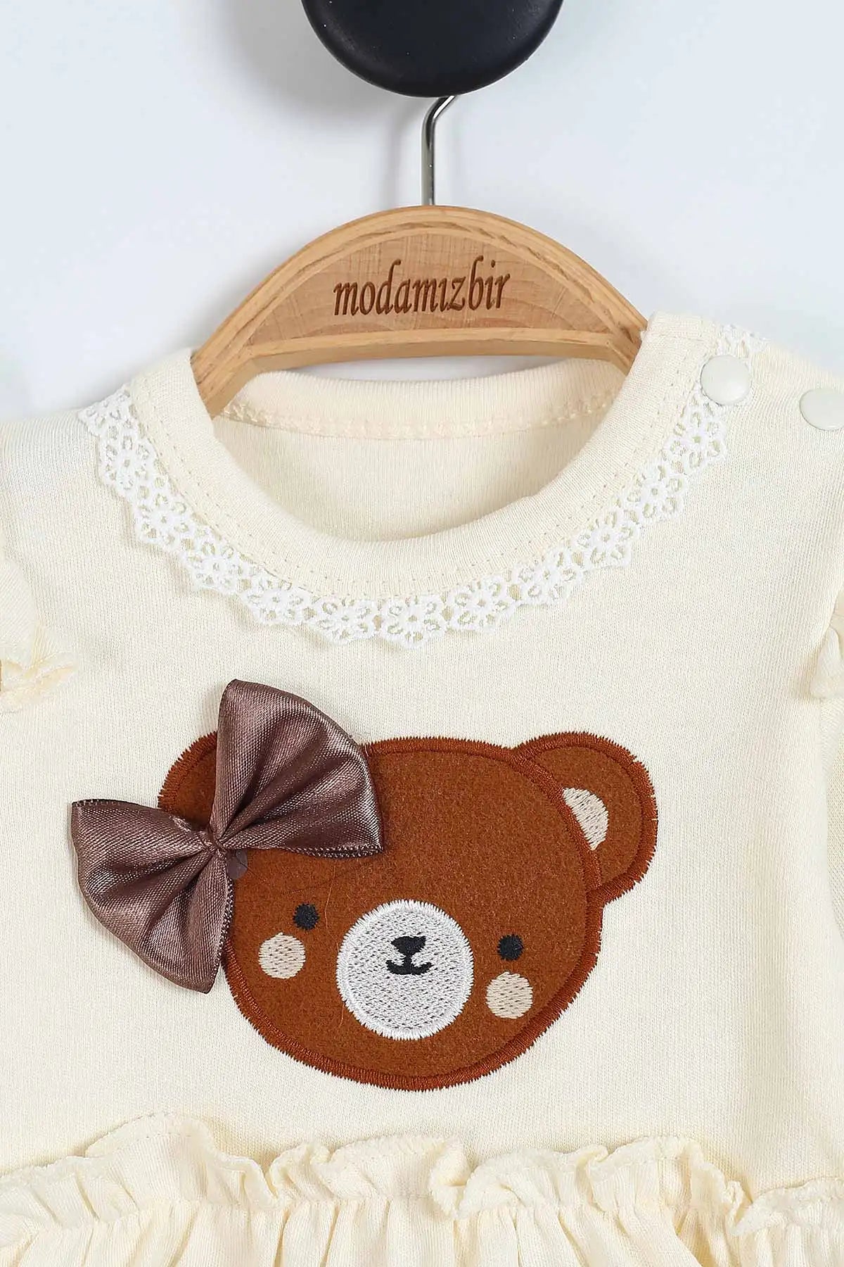 Set Neonata/ Bimba Orsetto 5 Pezzi con Maglia, Pantaloni e Accessori Beige