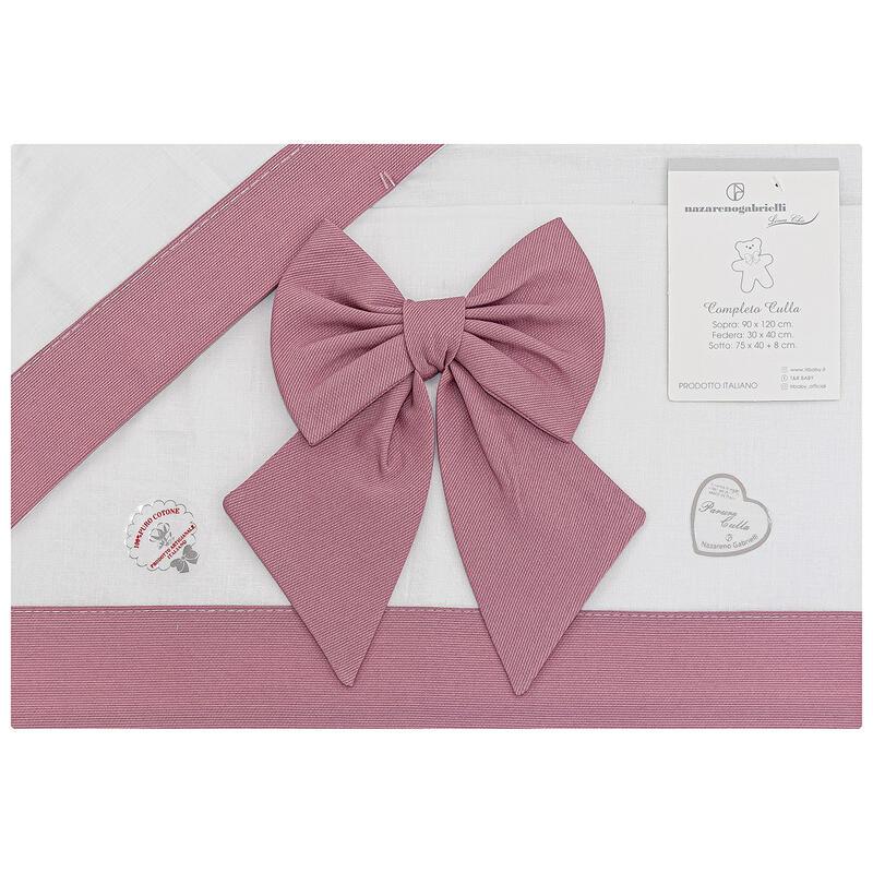 LENZUOLO 3 PZ BABYCULLA RICAMATO CON FIOCCO