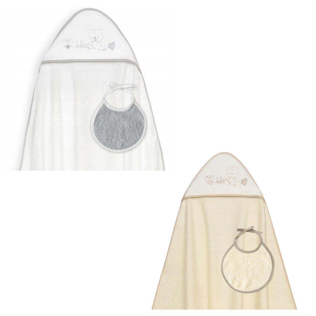 Ensemble peignoir et bavoir peluche interbébé gris