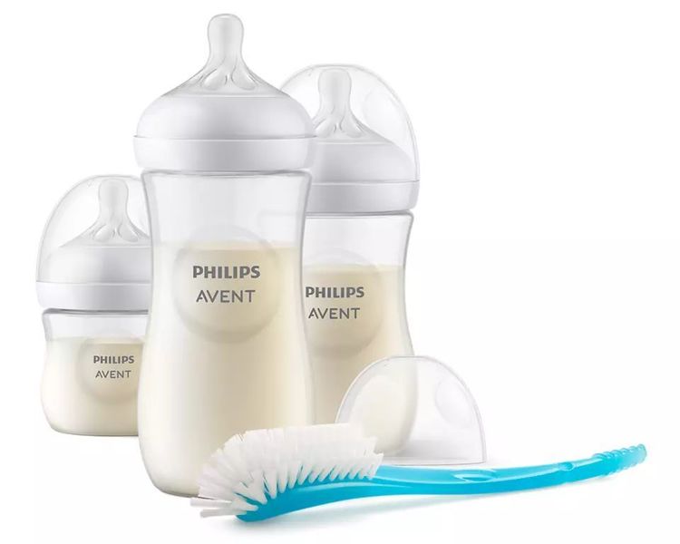 set de 3 biberones Avent + cepillo para limpiarlos