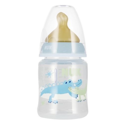 Biberon Nuk 150ML indica la temperatura 0-6m+ coccodrillo azzurro