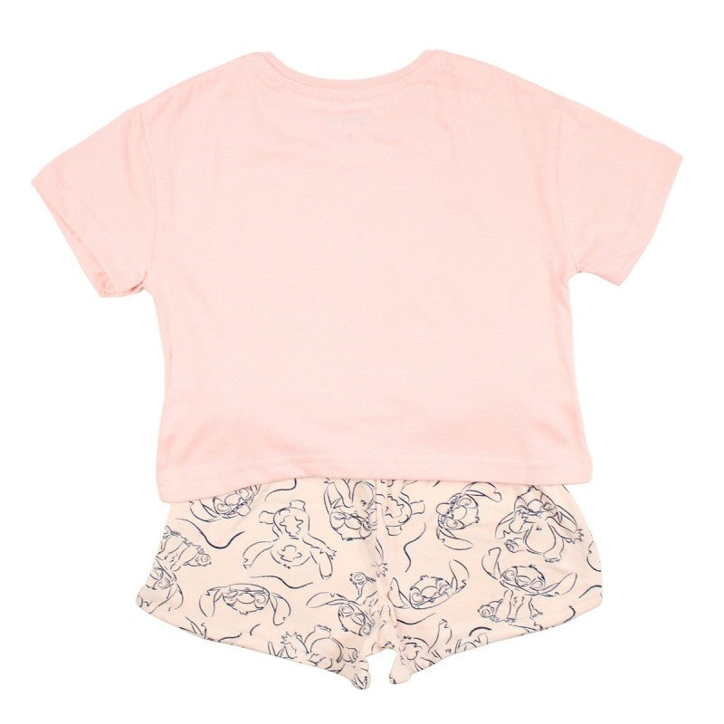 Completo Estivo Bambina - Stitch Rosa 100% Cotone