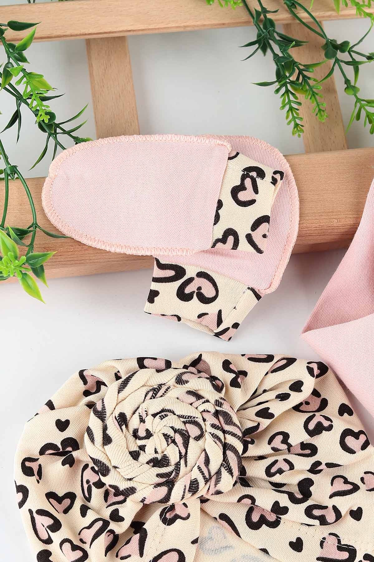 Set Neonata/ Bimba 5 pezzi Cotone Leopardato "Butterfly Chic" Rosa