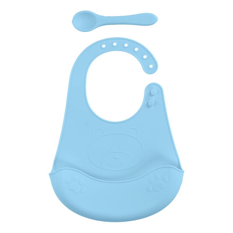 Set Bavetta e cucchiaino in Silicone Elleppi azzur
