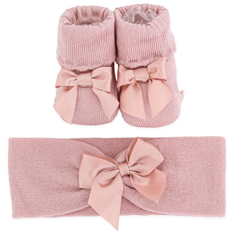 Set scarpette e fascia Caveja Caldo cotone rosa