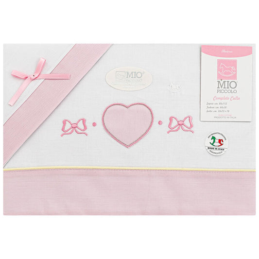 Lenzuolino babyculla mio piccolo cuore e fiocco
