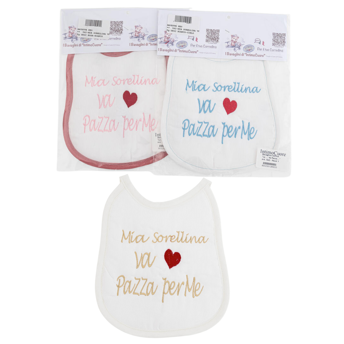 BAVETTA RICAMATA -MIA SORELLINA VA PAZZA PER ME