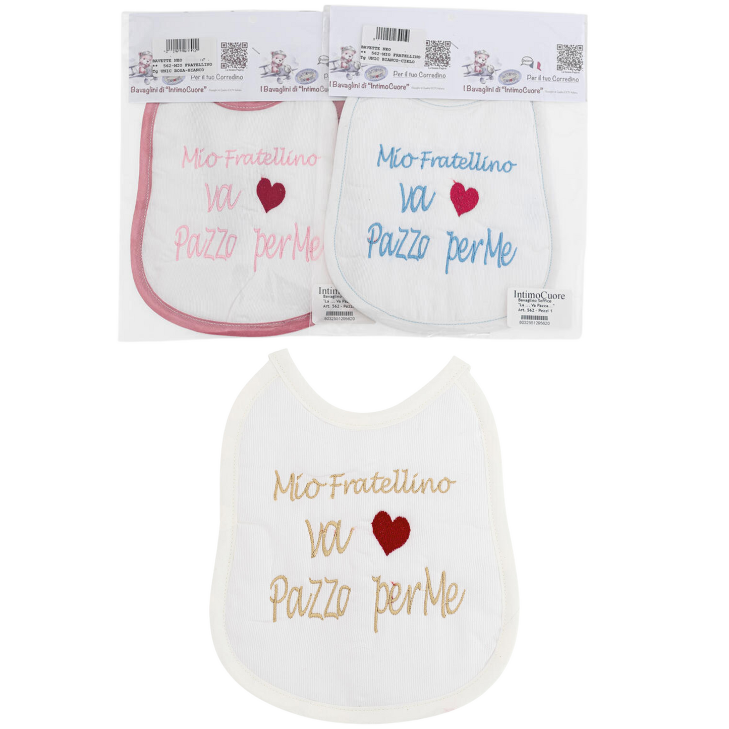 BAVETTA RICAMATA -MIO FRATELLINO VA PAZZA PER ME