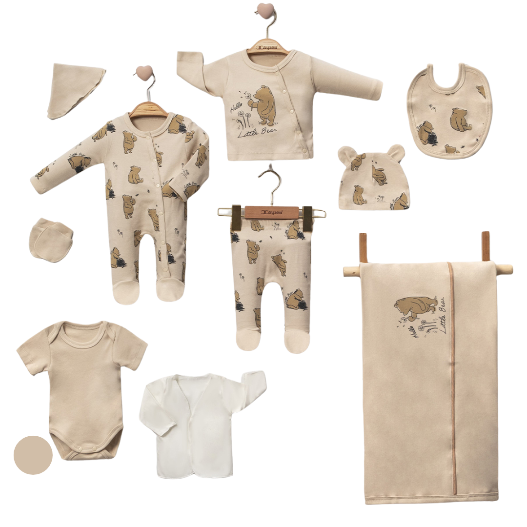 Set 10pz bimbo Beige con Orsetto 100% cotone