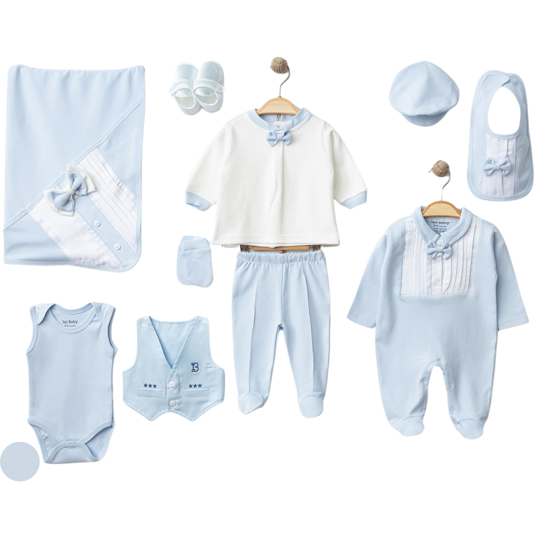 Set 10 pz bimbo 100% cotone Elegante con papillon 0-3 mesi