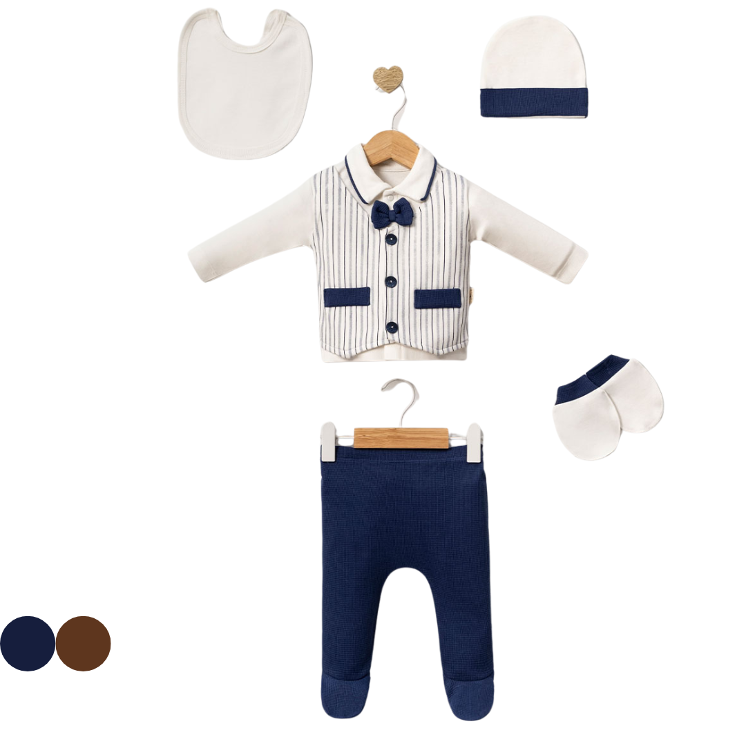 Set 5pz bimbo/ neonato Elegante 100% cotone 0-3 mesi