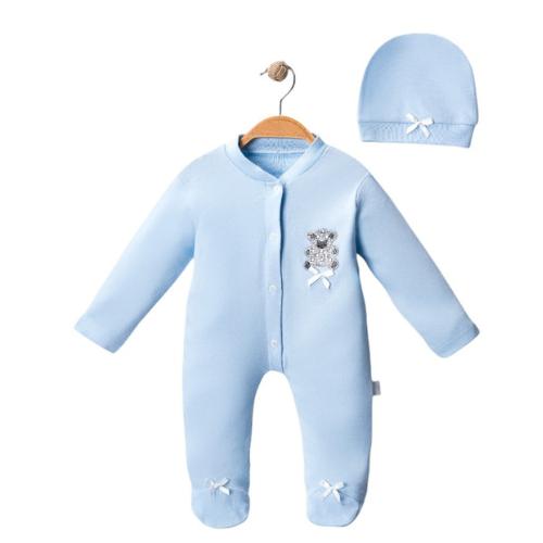 Barboteuse + bonnet bébé ours en coton chaud