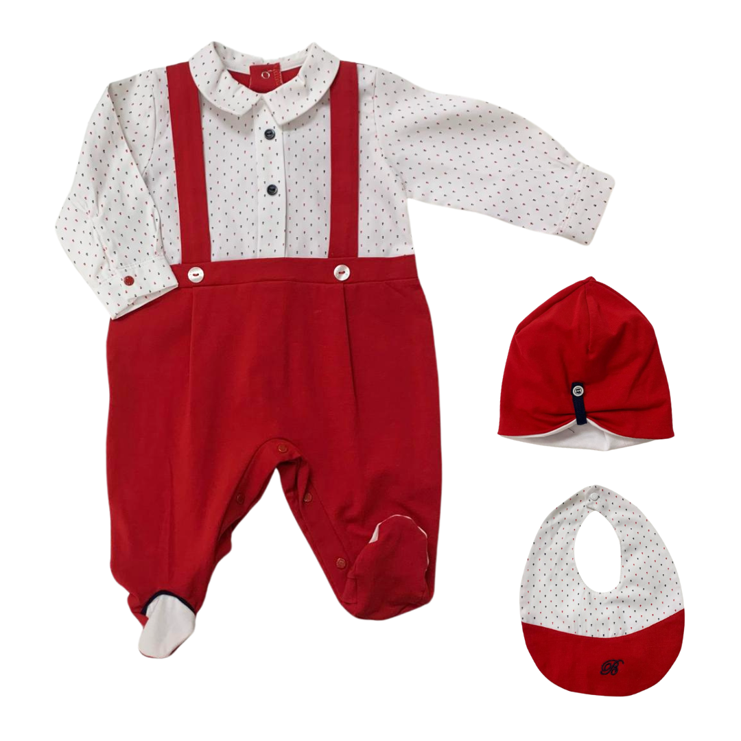 Pelele Barcellino de algodón con gorro y babero