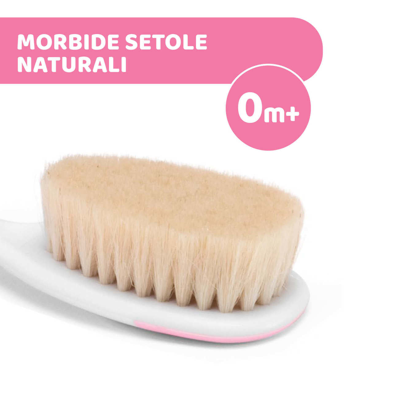 CHICCO Peine y cepillo de cerdas naturales Rosa